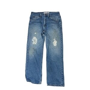 Lee Regular Fit Distressed Straight Leg Jeans 33x30 Medium Wash 2008944